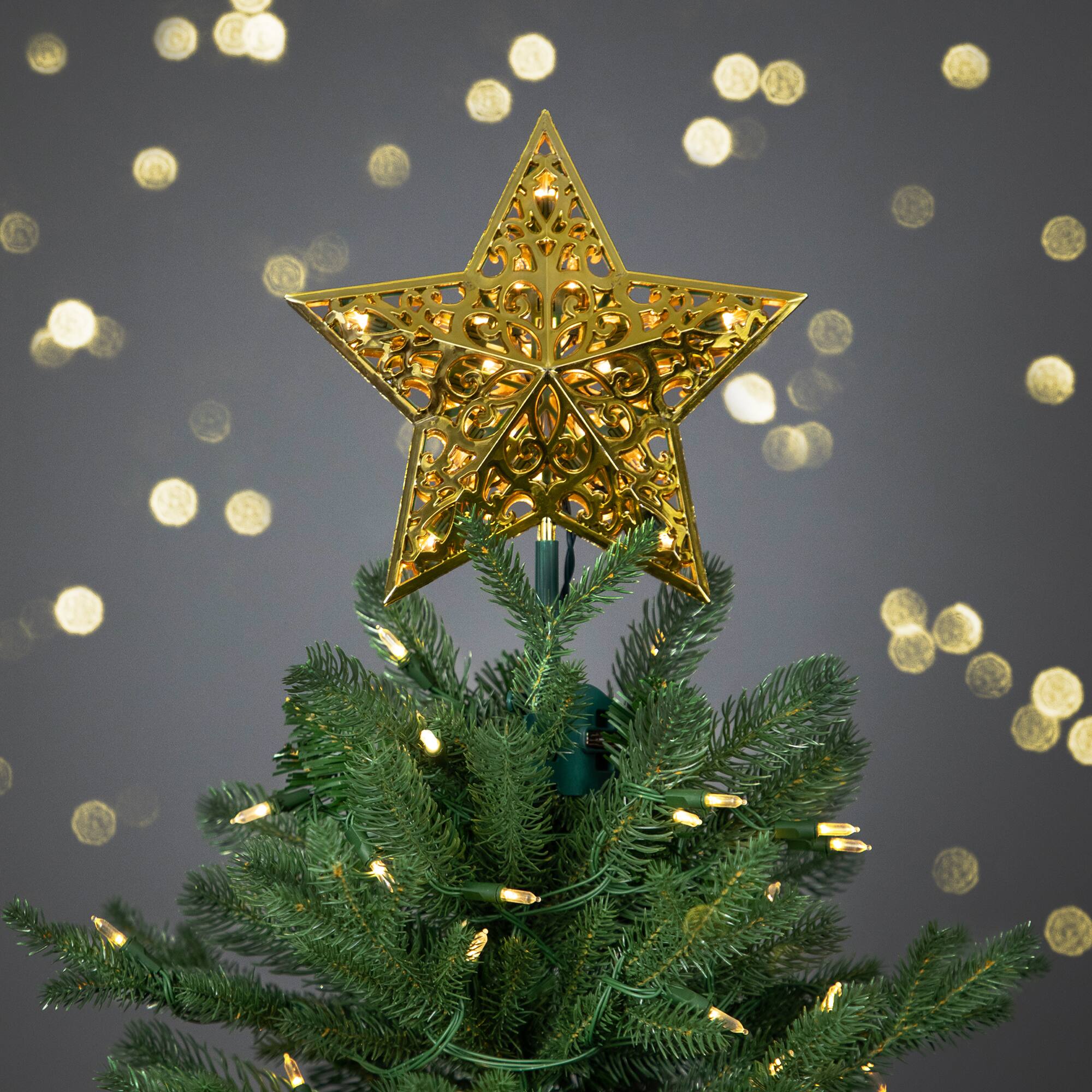 Alt View 1. Northlight - LED Lighted Star Christmas Tree Topper - 9.5" - Gold - Gold.