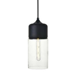 Living District - Ashwell 1 Light Black Pendant With Clear Glass - Black And Clear