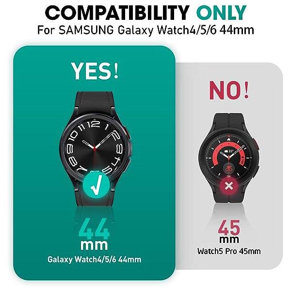COMPATIBILITY ONLY  
For SAMSUNG Galaxy Watch4/5/6 44mm  

YES!  
44 mm  
Galaxy Watch4/5/6 44mm  

NO!  
45 mm  
Watch5 Pro 45mm