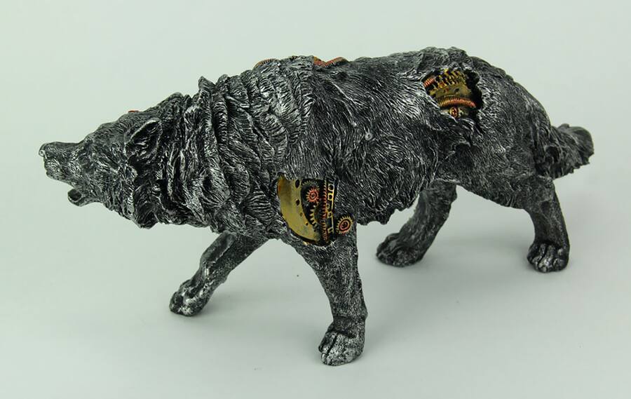 Everspring Import Co. Metallic Finish Mechanical Steampunk Timber Wolf ...