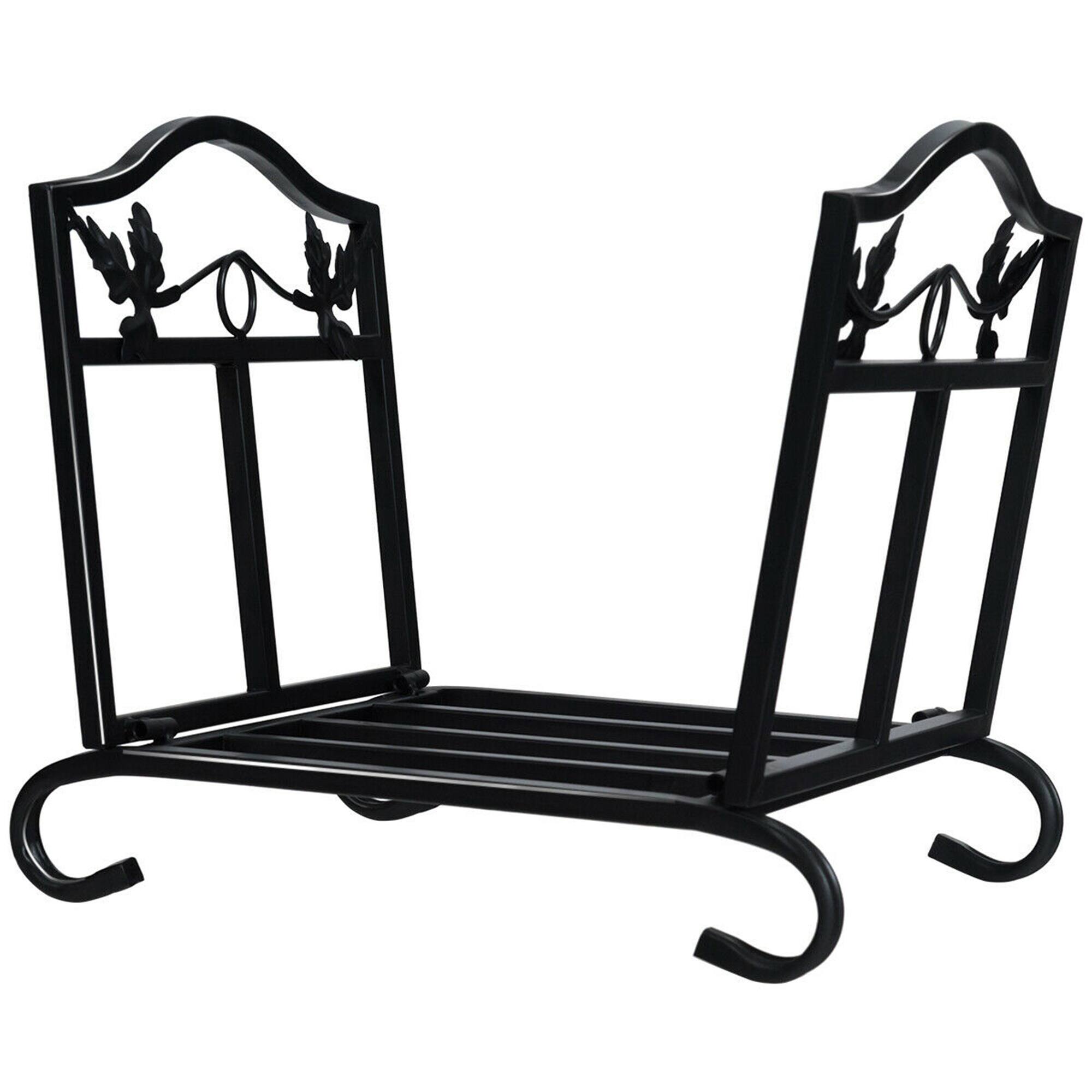 Alt View 8. Gymax - Gymax Foldable Firewood Log Rack Steel Wood Storage Holder for Fireplace Black - Black.