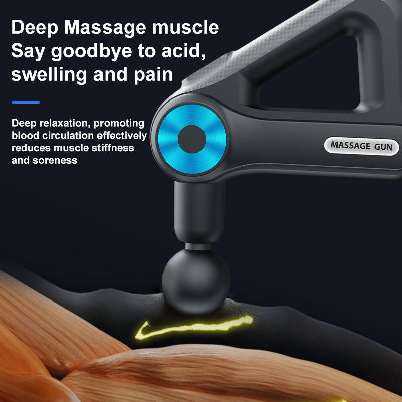 Deep Massage muscle  
Say goodbye to acid, swelling and pain  

Deep relaxation, promoting blood circulation effectively reduces muscle stiffness and soreness  

MASSAGE GUN