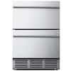 Front. SIMZLIFE - 24-Inch Double-Drawer Under-Counter Fridge,160-Can Capacity, Weatherproof Stainless Steel Beverage Cooler for Patio, Kit - Silver Stainless Steel.