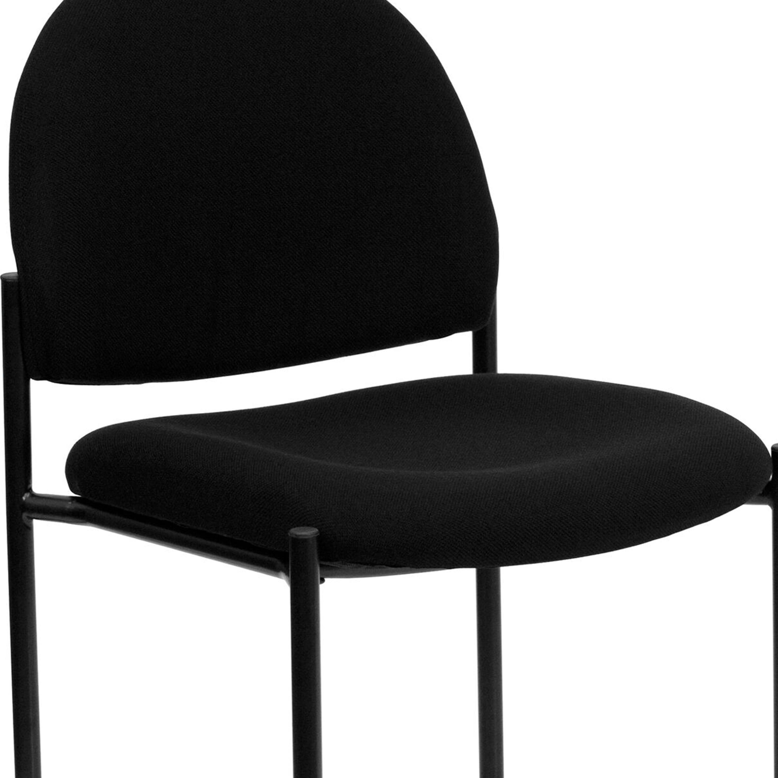 Alt View 8. Emma + Oliver - Comfort Stackable Steel Side Reception Chair - Black Fabric.