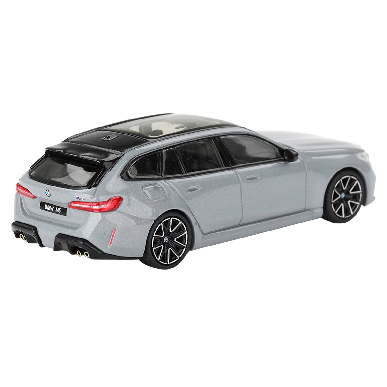 Alt View 3. True Scale Miniatures - BMW M5 Touring Brooklyn Gray Metallic with Sunroof 1/64 Diecast Model Car by Mini GT.