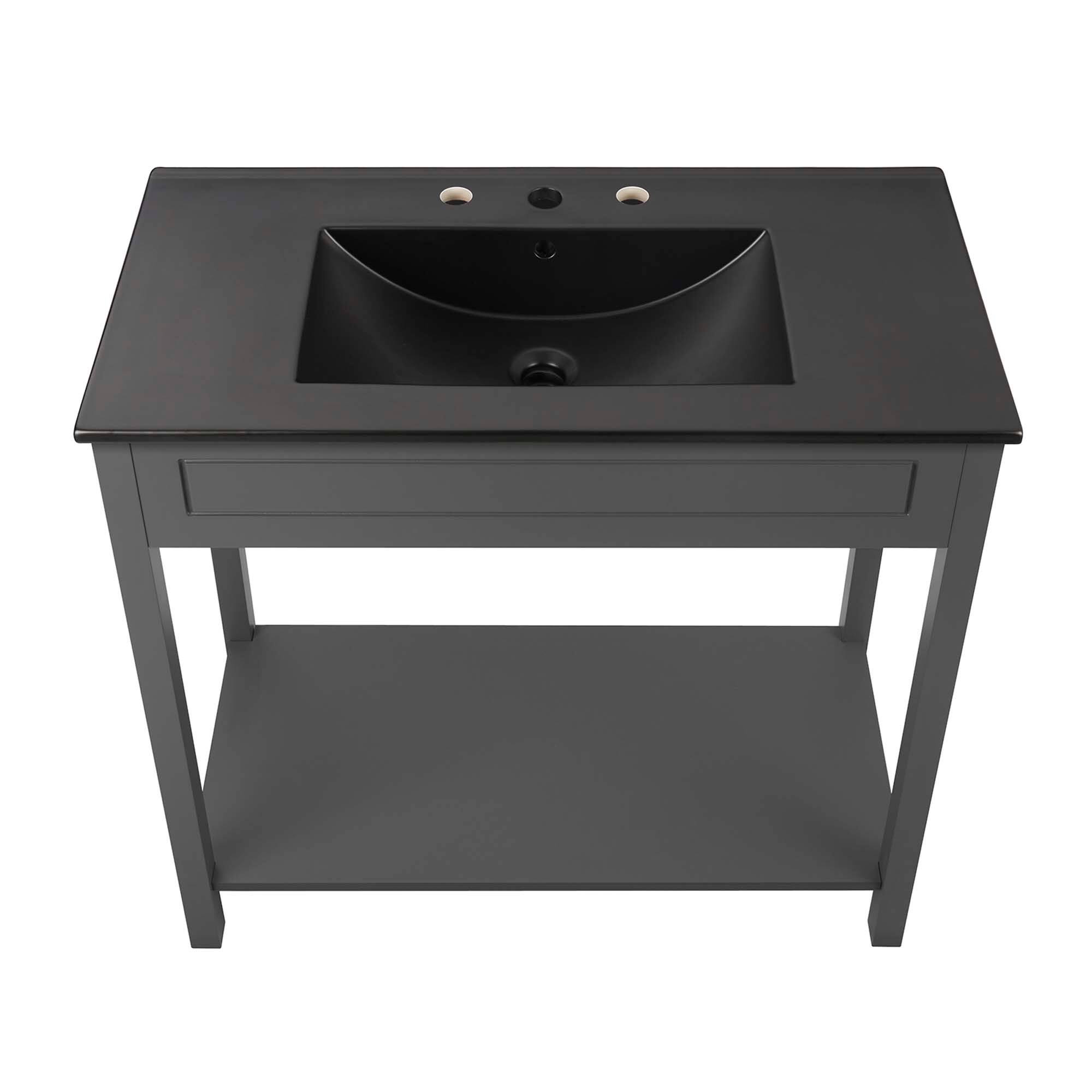 Alt View 4. Modway - Altura Bathroom Vanity Basin Included by Modway - Gray Black.