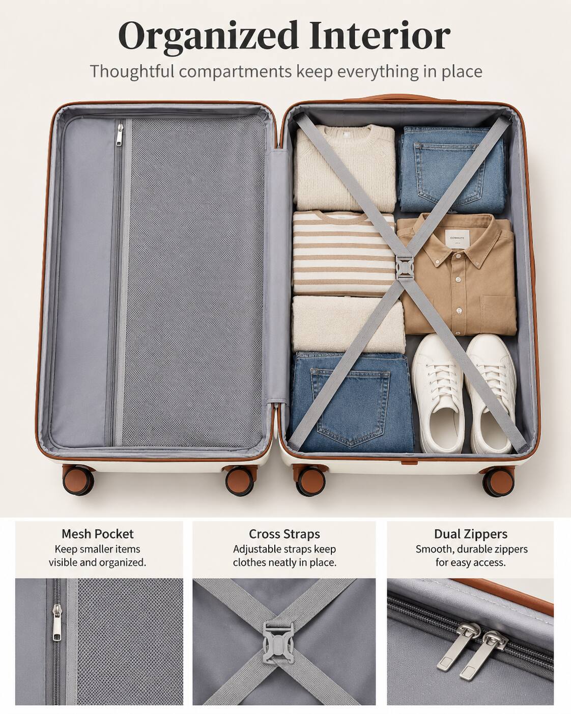 LUGGEX 5 Piece Expandable Hardside Luggage Set with Tote and