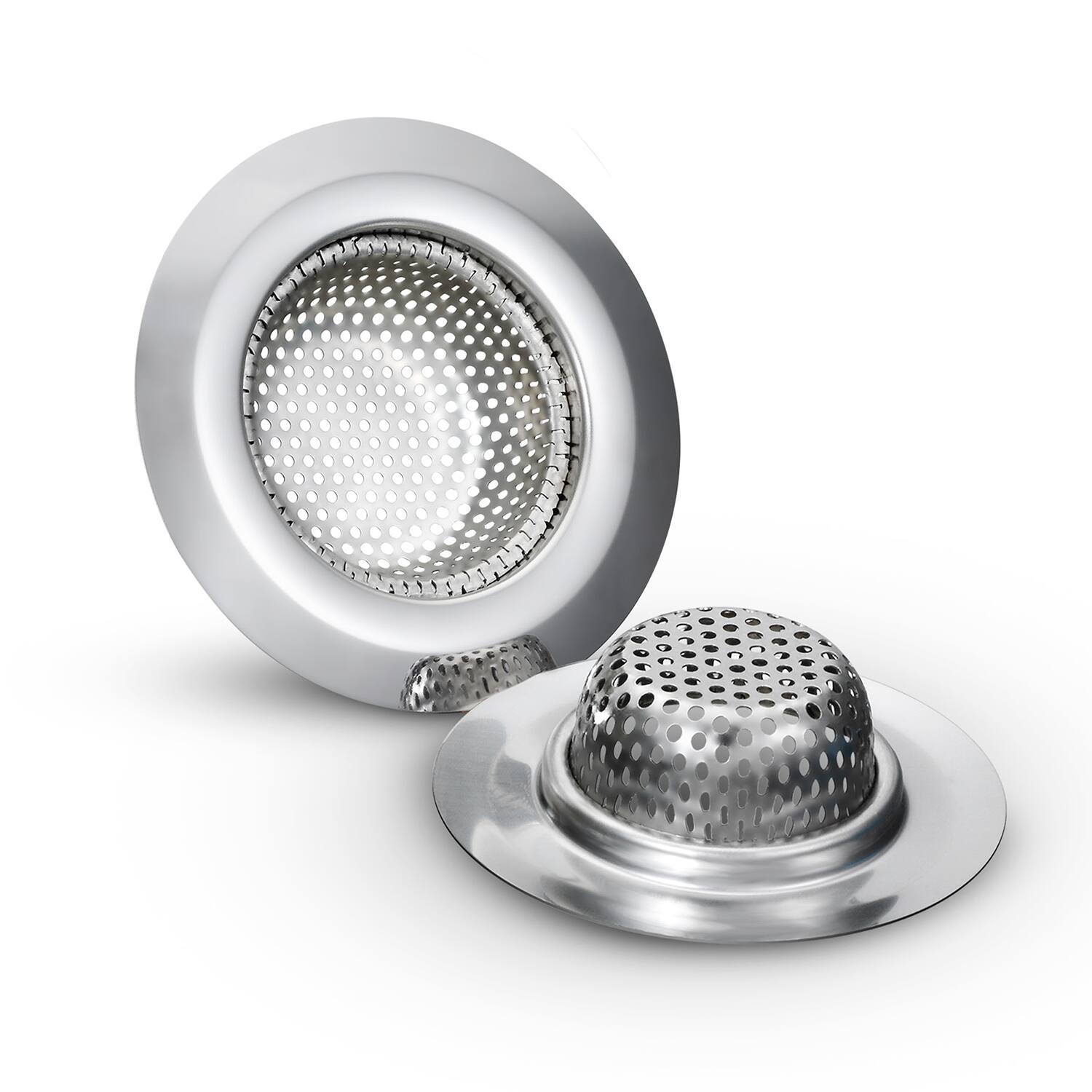 Back. Garnen - 2 Pack Kitchen Sink Drain Strainer, Stainless Steel Mesh Sink Strainer Basket, Sink Food Catcher, 3.5" - Silver.