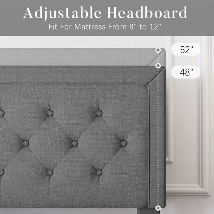 Adjustable Headboard
Fit For Mattress From 8" to 12"
52"
48"
