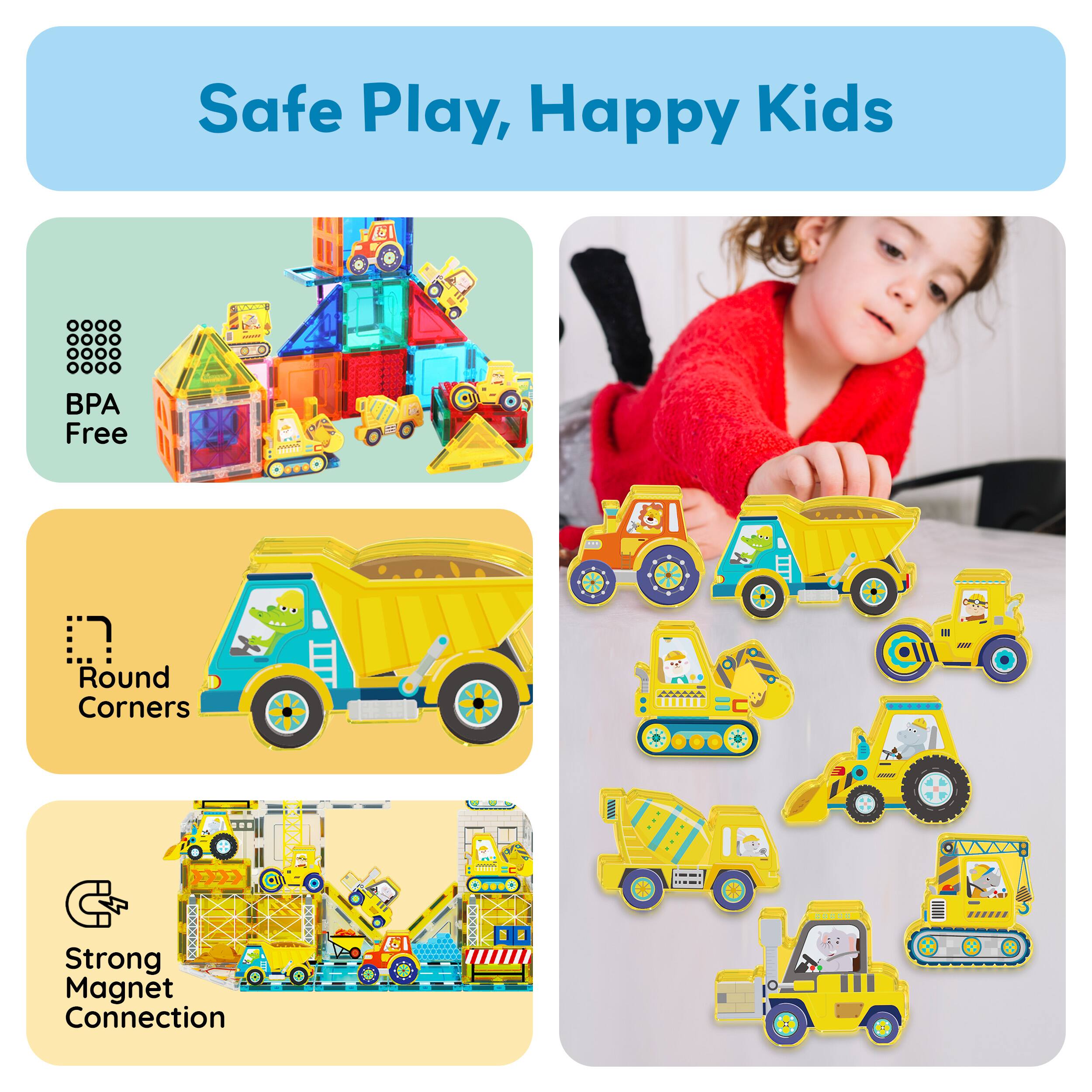 Safe Play, Happy Kids

- BPA Free
- Round Corners
- Strong Magnet Connection
