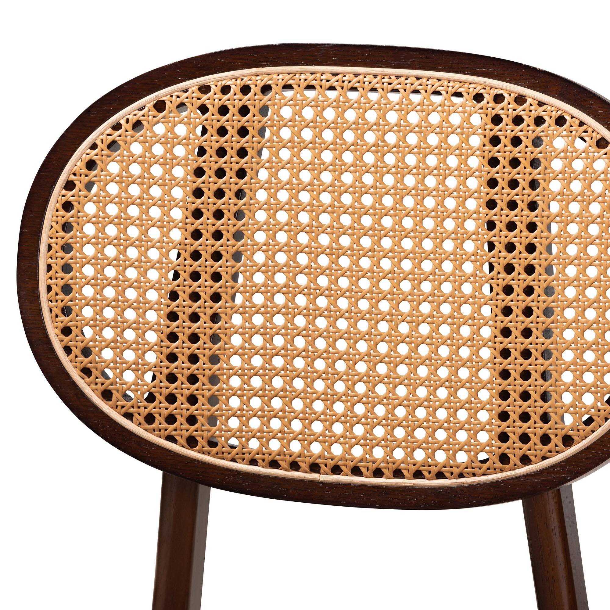 Back. Baxton Studio - Darrion Mid-Century Modern Fabric and Finished Wood 2-Piece Dining Chair Set - Grey/Walnut Brown/Light Brown.