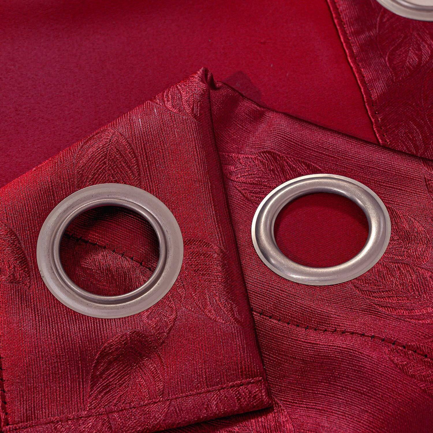 Alt View 1. Olivia Gray - Olivia Gray 100% Polyester 200 GSM Arlo Embossed Blackout Grommet Curtain Panel 54" x 90" Burgendy - Burgundy.