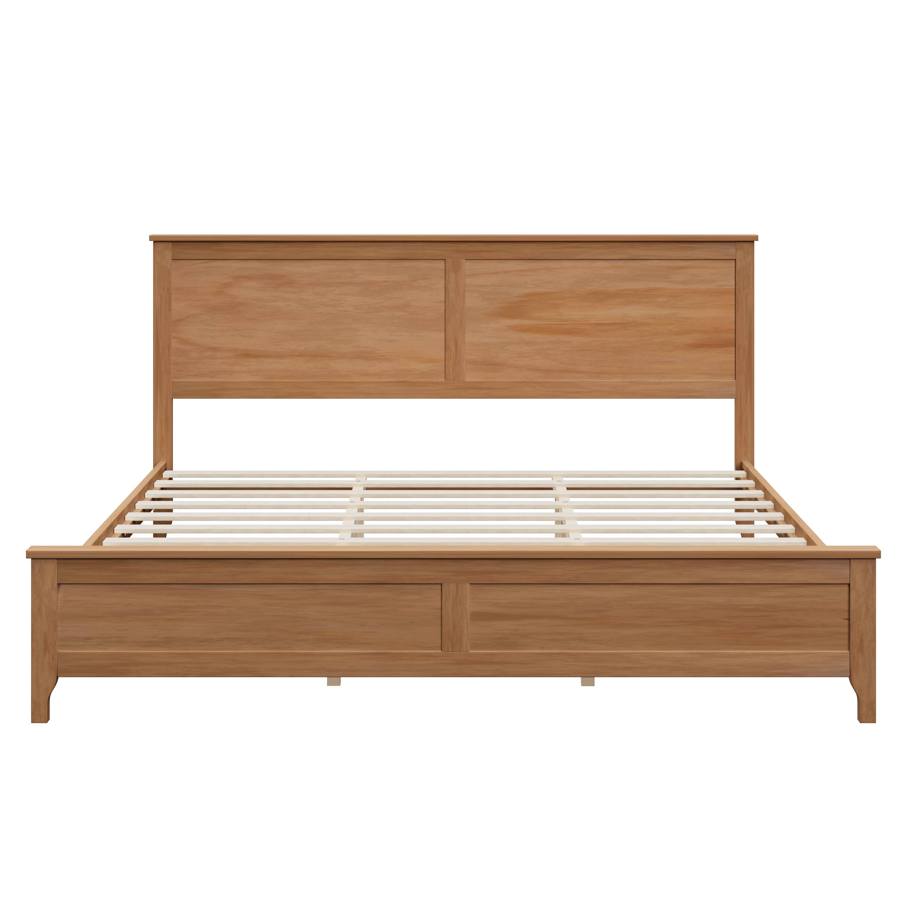 Left. LUCKY ONE - King Size Solid Wood Platform Bed with Sturdy Wooden Slats Support - Seadrift.