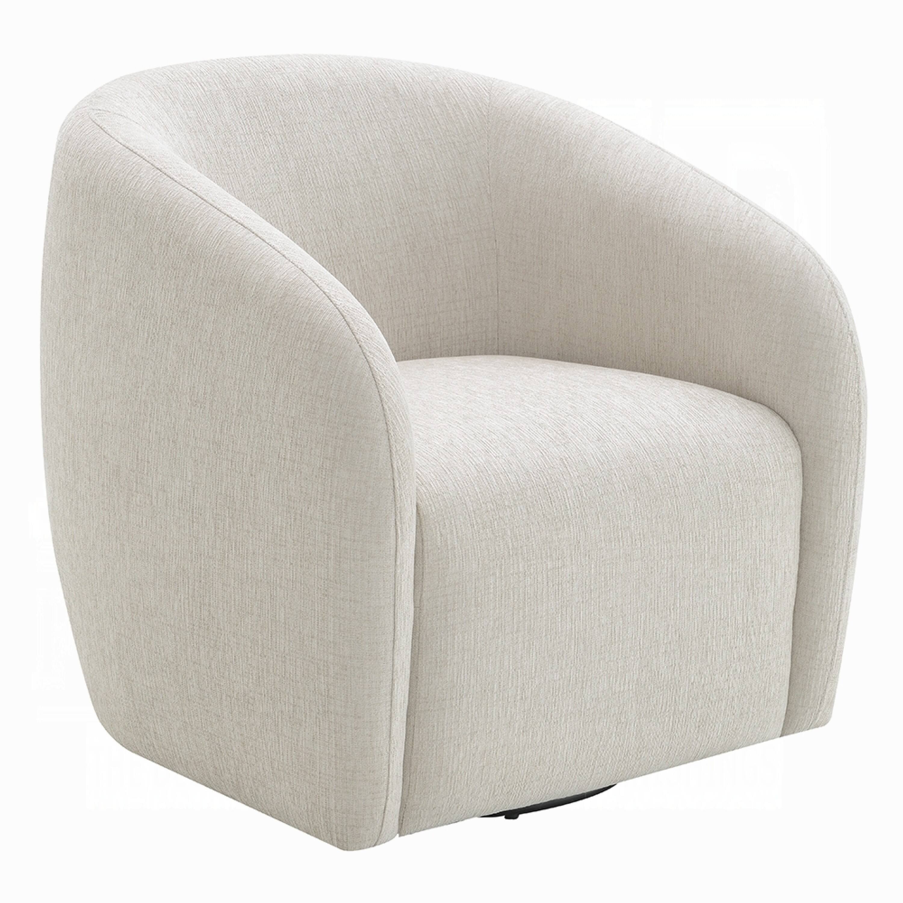Front. Manhattan Lane - Tiena Swivel Accent Chair, Modern Style Rounded Back, Warm  Linen - Beige.