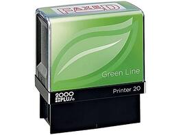 2000 Plus - Green Line Faxed Rectangle Pre-Inked Stamp, Ink, 1 1/2" x 9/16" - Red