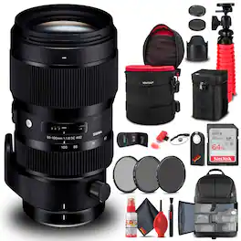 Sigma - 50-100mm f/1.8 DC HSM Art Lens for Nikon F (693955) Bundle - Black