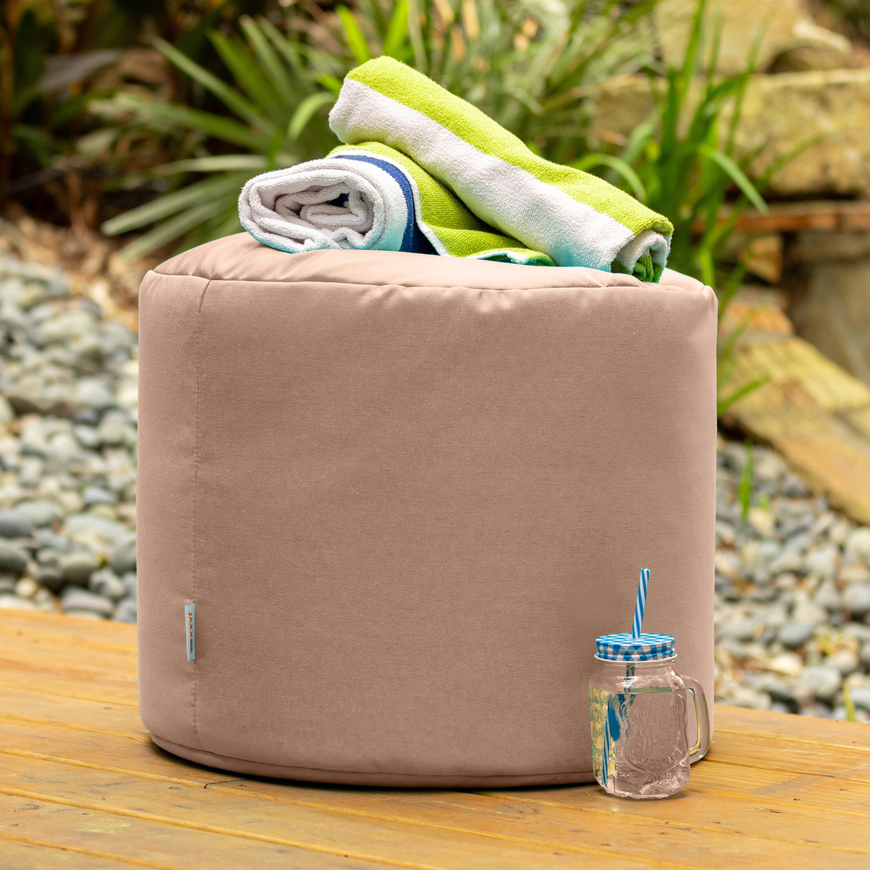 Angle. Jaxx - Jaxx Spring Indoor / Outdoor Bean Bag Pouf Ottoman, Sunbrella Petal - Petal.