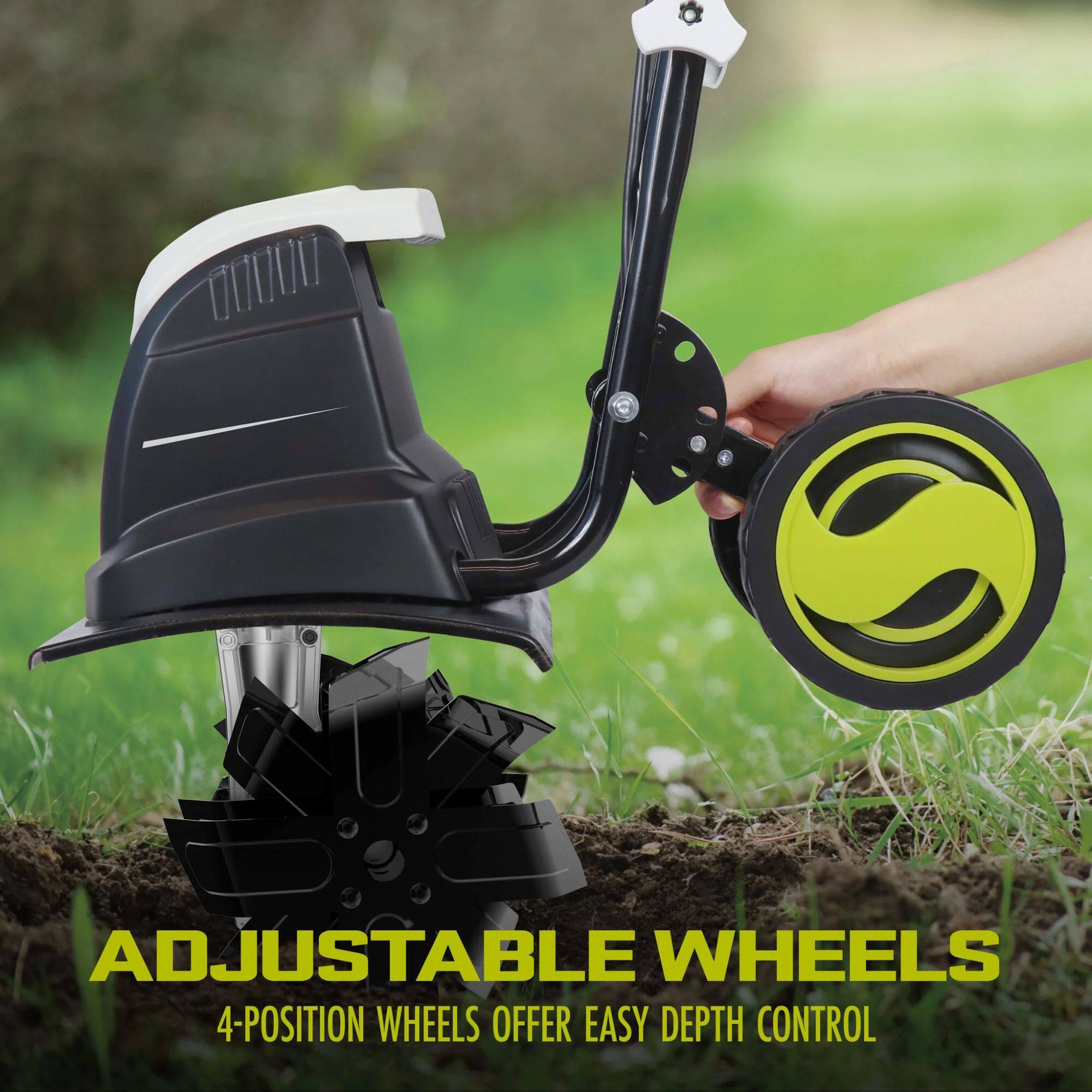 ADJUSTABLE WHEELS  
4-POSITION WHEELS OFFER EASY DEPTH CONTROL
