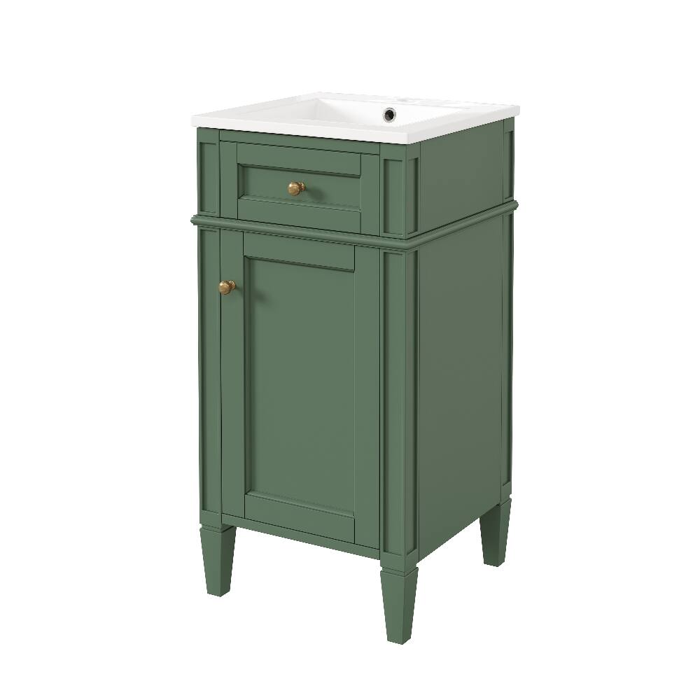 Alt View 7. Loheer - Loheer 16 inch bathroom vanity with sink French style freestanding single vanity set green - Green.