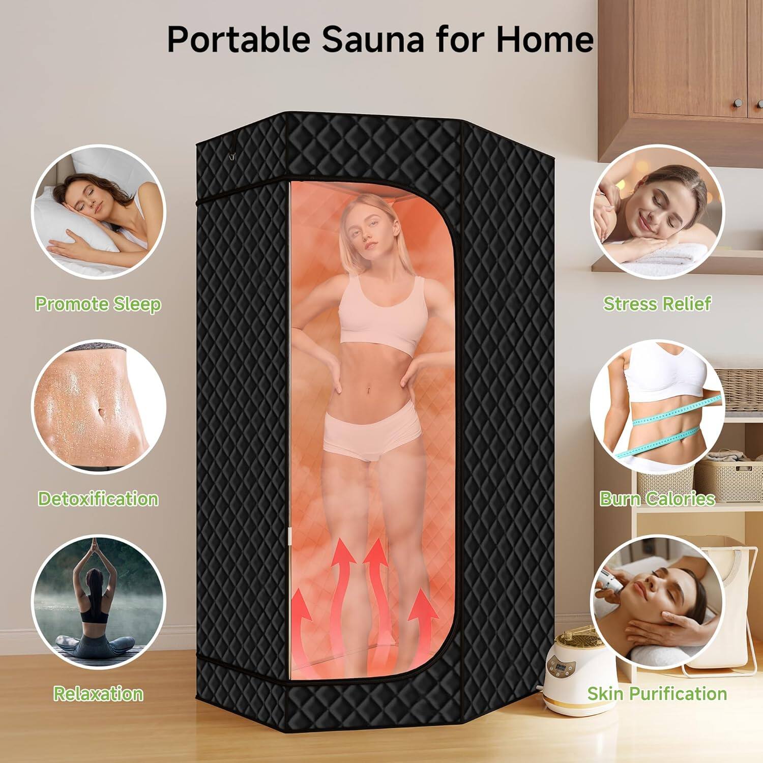 Portable Sauna for Home

- Promote Sleep
- Stress Relief
- Detoxification
- Burn Calories
- Relaxation
- Skin Purification