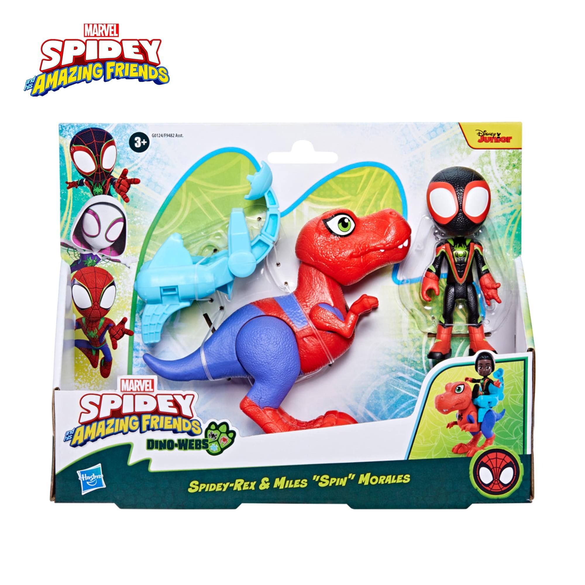 MARVEL SPIDEY AMAZING FRIENDS  
DINO-WEBS  
SPIDEY-REX & MILES "SPIN" MORALES  

3+  
Disney Junior