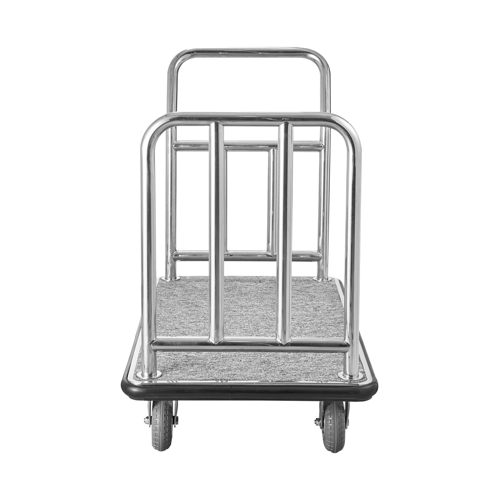 Alt View 5. VEVOR - Hotel Luggage Cart, 750 LBS Load Capacity, Deluxe Platform Truck with Removable Front Frame - Silver.