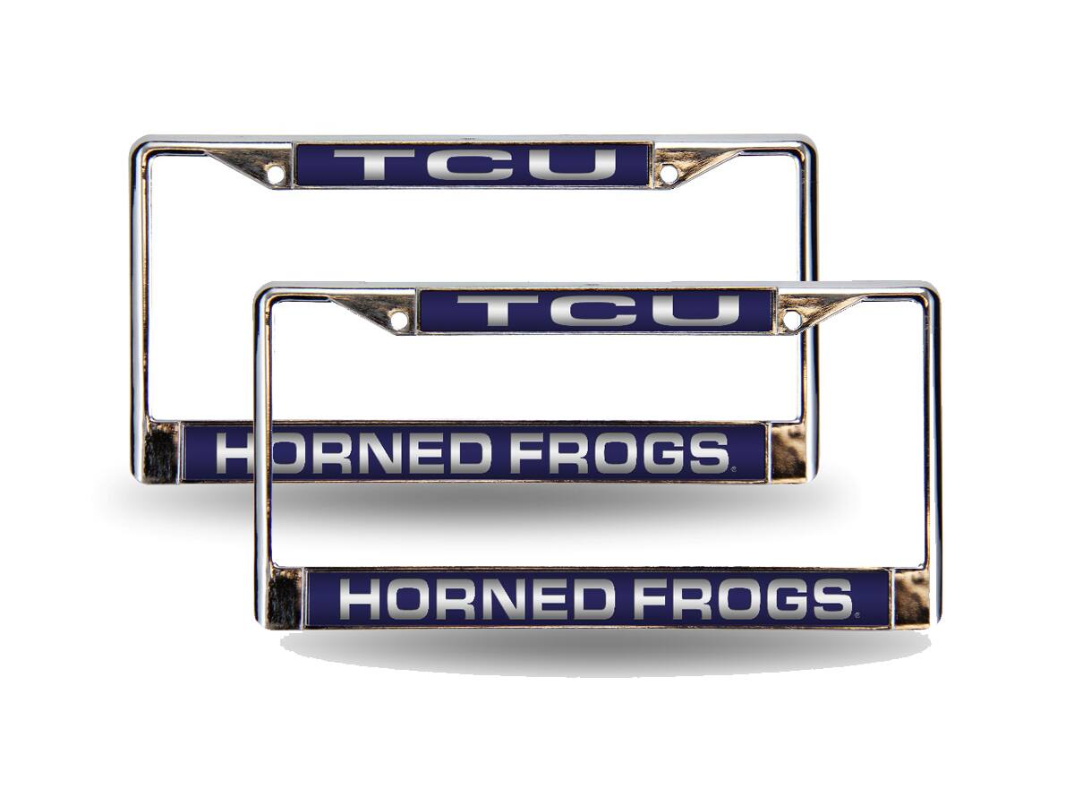 Texas Christian TCU Horned Frogs Chrome Metal Laser License Plate Frame - Set of Two