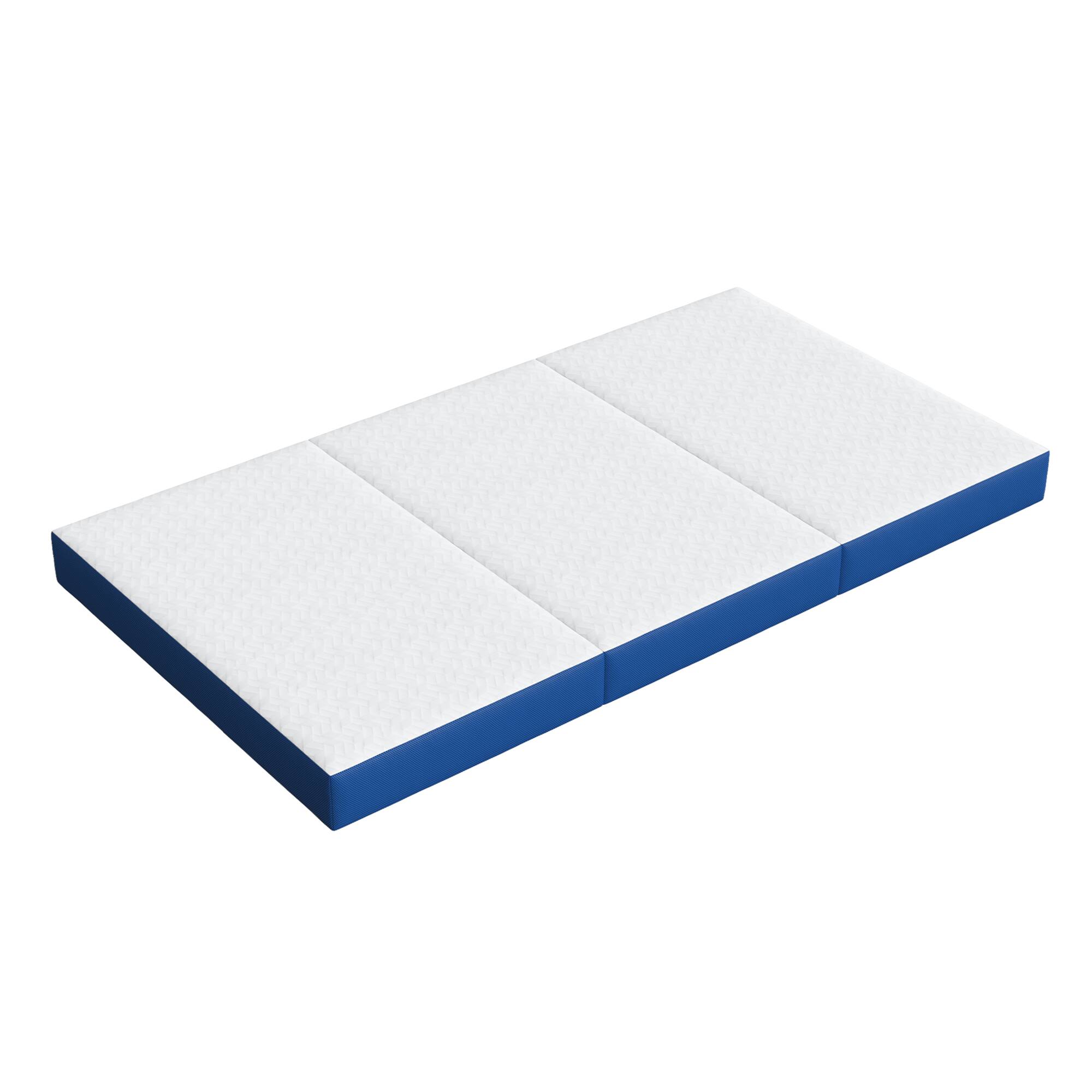 Glintex - 6-Inch Twin Tri-Fold Memory Foam Mattress, Portable Folding Bed, Medium Firm, Washable Cover, CertiPUR-US Certified - White