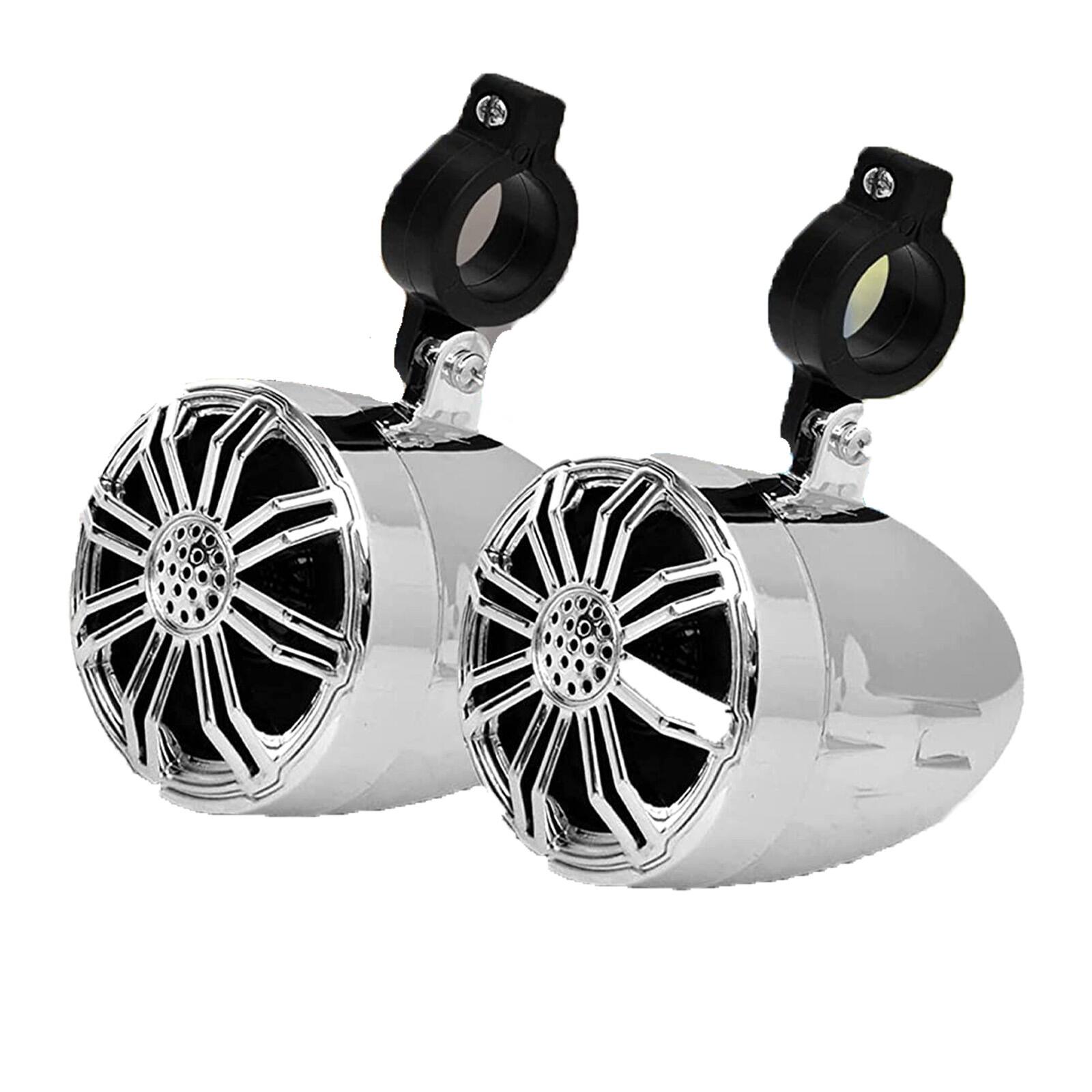 Front. Pyle - Pyle PLMR22CR 2.25’' 10 Watt Max Marine Waterproof Rated Full Range Off-Road Speakers (Chrome, Pair) - Chrome.