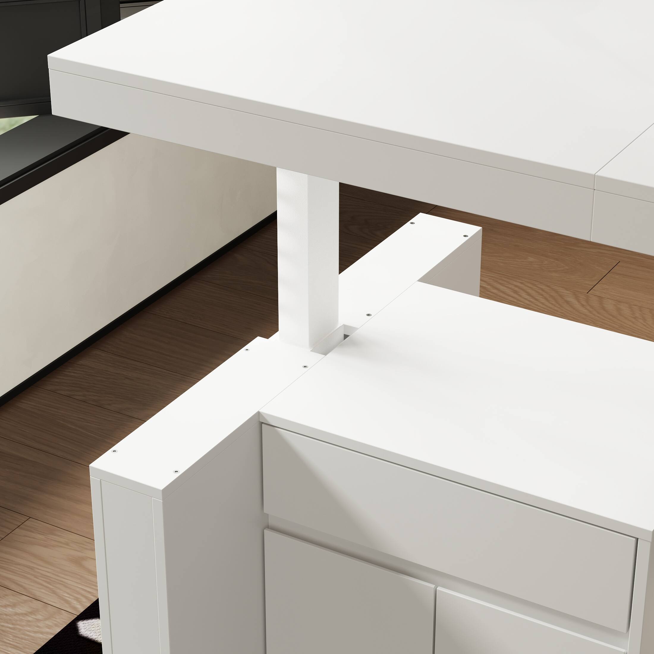 Alt View 5. FUFU & GAGA - Electric Standing Desk with Storage Drawer & Cabinet – 3 Memory Presets, 70.9" Sit Stand Workstation for Home Office - White.