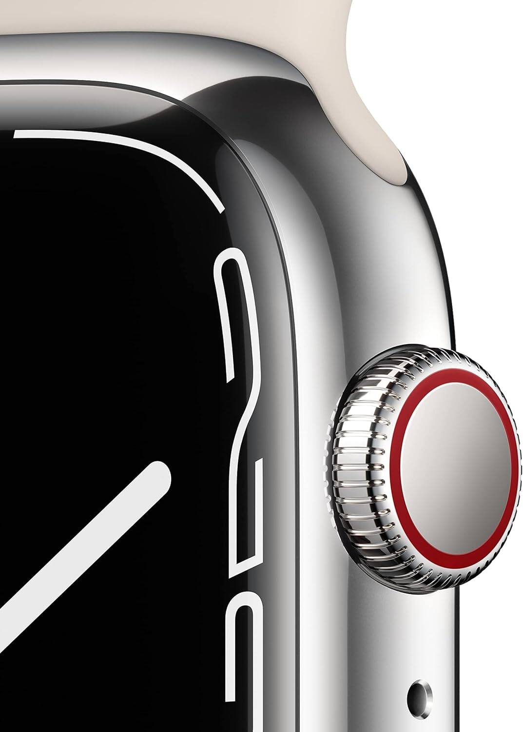 Angle. Apple - Watch Series 7 Stainless 45mm A2477 (GPS + Cellular) - Silver.