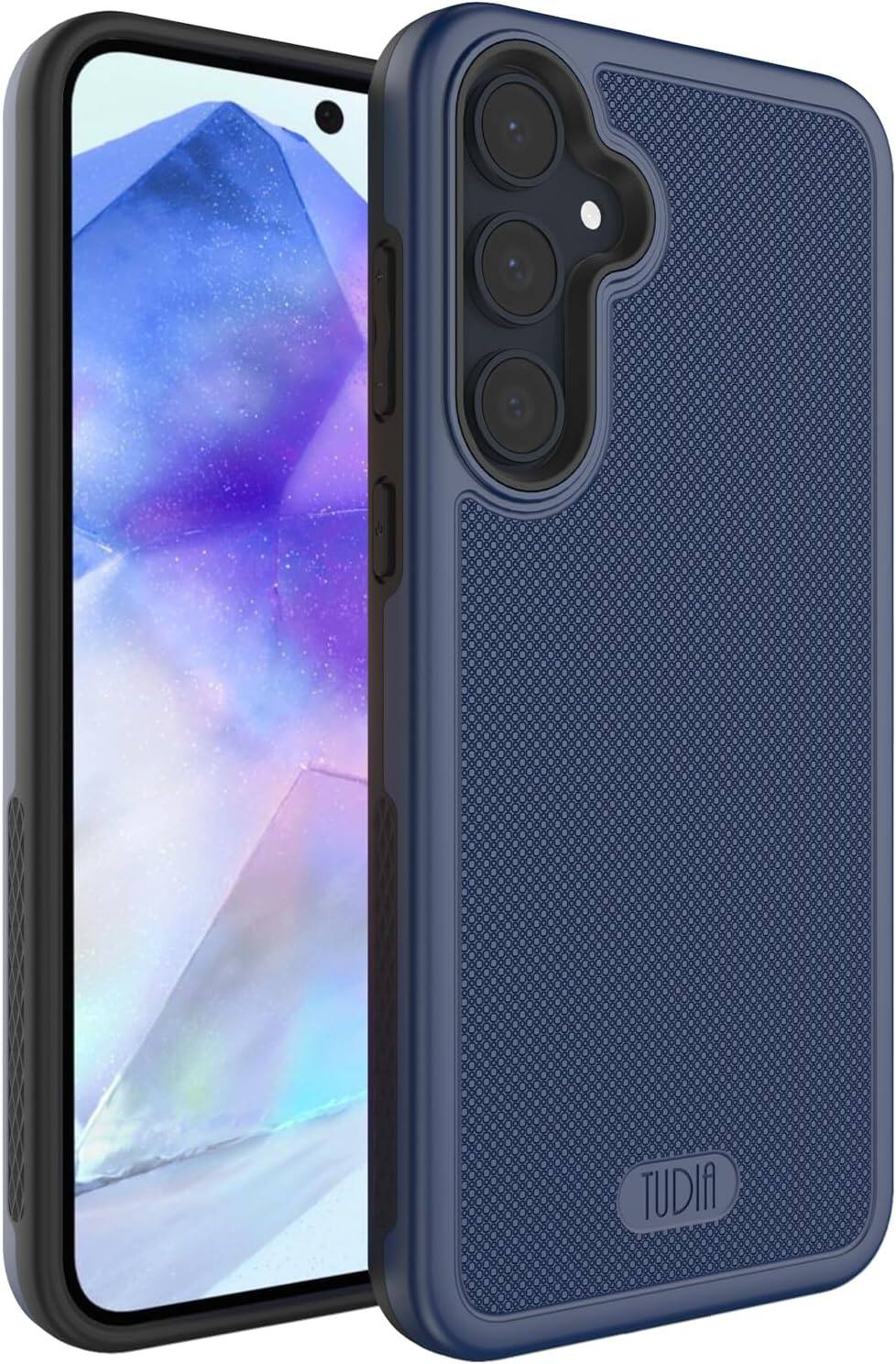 Front. TUDIA - TUDIA MergeGrip for Samsung Galaxy A55 5G Case 2024 Dual Layer Cover - Indigo Blue - Indigo Blue.