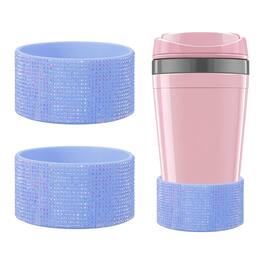 Unique Bargains - Glitter Silicone Boot, Diamond Protective Anti Slip Cup Protector 2.91"-2.95" Bottom 2pcs 30-40oz for Stanley - Dark Blue
