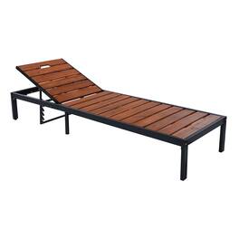Mondawe - Outdoor Chaise Lounge Chair with Adjustable Backrest for Poolside - Black