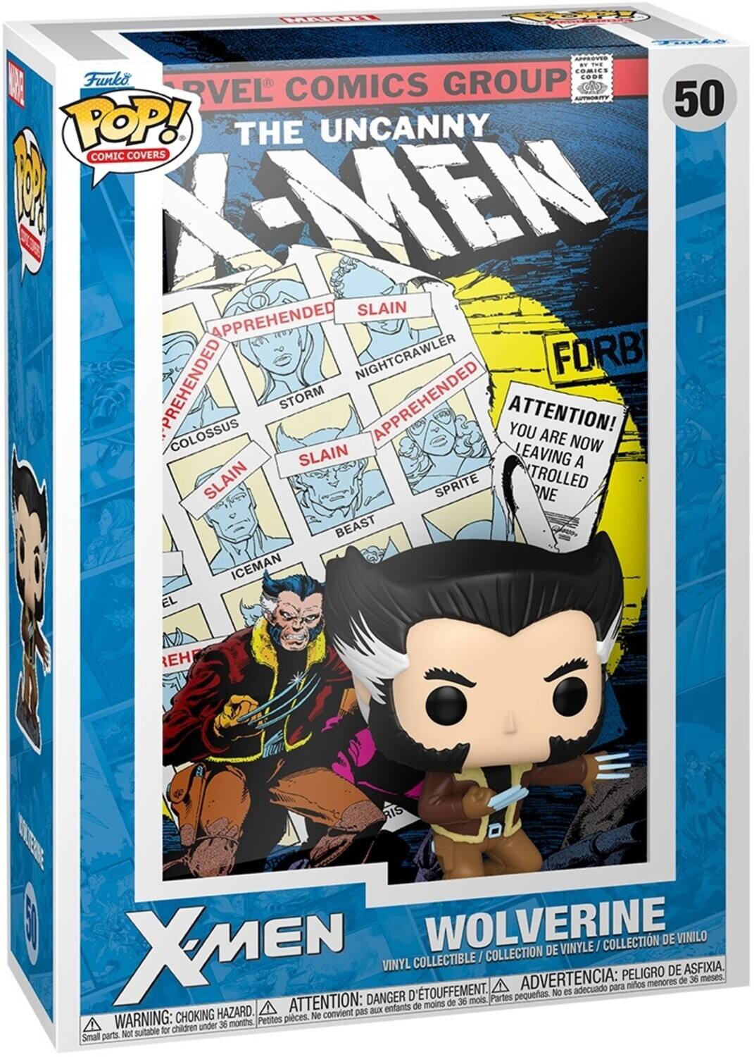 Sure, here is the corrected and grouped text from the image:

---

**Funko POP! Comic Covers**

**Marvel Comics Group**

**The Uncanny X-Men**

**50**

**Wolverine**

**Vinyl Collectible / Collection de Vinyle / Colección de Vinilo**

**Warning: Choking Hazard - Small parts. Not suitable for children under 36 months.**

**Attention: Danger d'étouffement - Petites pièces. Ne convient pas aux enfants de moins de 36 mois.**

**Advertencia: Peligro de asfixia. No es adecuado para niños menores de 36 meses.**

**Forb**

**Attention! You are now leaving a controlled area**

**Apprehended**

**Slain**

**Colossus**

**Storm**

**Beast**

**Iceman**

**Nightcrawler**

**Sprite**

**El**

**Reh**

**Ris**

**Trolled**

**Ne**

**Beast**

**Ice**

**Man**

**El**

**Reh**

**Ris**

**Trolled**

**Ne**

**Beast**

**Ice**

**Man**

**El**

**Reh**

**R