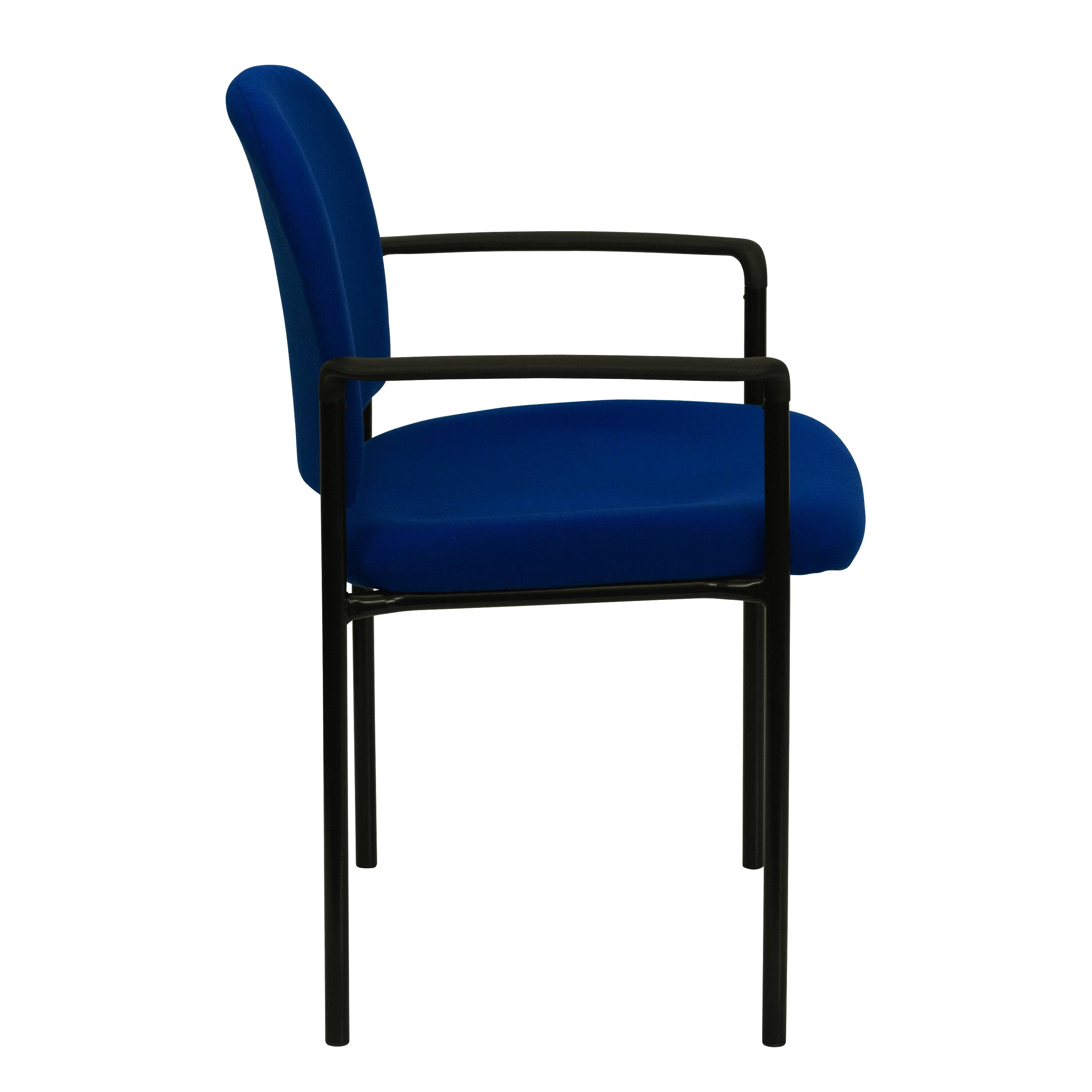 Alt View 6. Emma + Oliver - Comfort Stackable Steel Side Reception Chair with Arms - Navy Fabric.