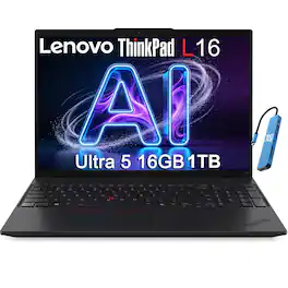 Lenovo - Upgraded - ThinkPad L16 16" WUXGA Business Laptop - AI PC - Intel Ultra 5 225U 2025 - 16GB RAM - 1TB SSD - Fingerprint - Win 11 Pro - Jet Black