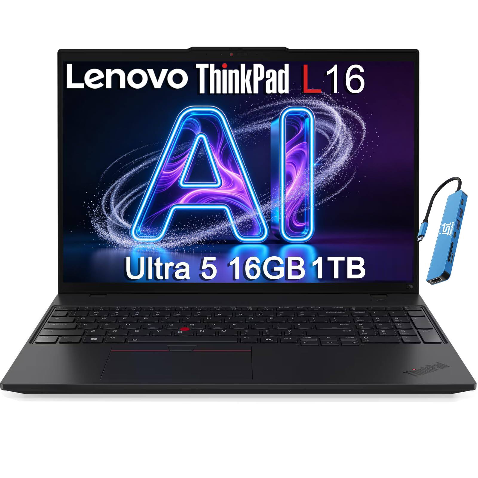 Lenovo - Upgraded - ThinkPad L16 16" WUXGA Business Laptop - AI PC - Intel Ultra 5 225U 2025 - 16GB RAM - 1TB SSD - Fingerprint - Win 11 Pro - Jet Black