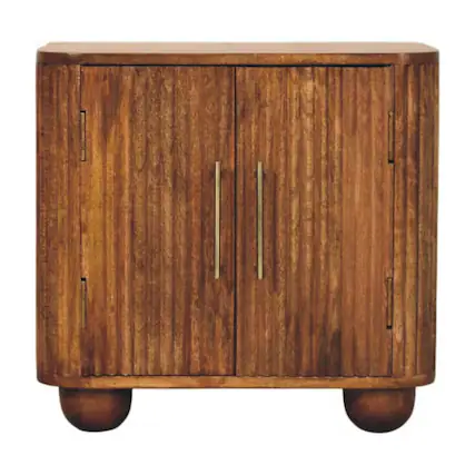 Front. Artisan Furniture - Artisan Furniture Solid Wood Solis Fluted Mini Sideboard - Brown.