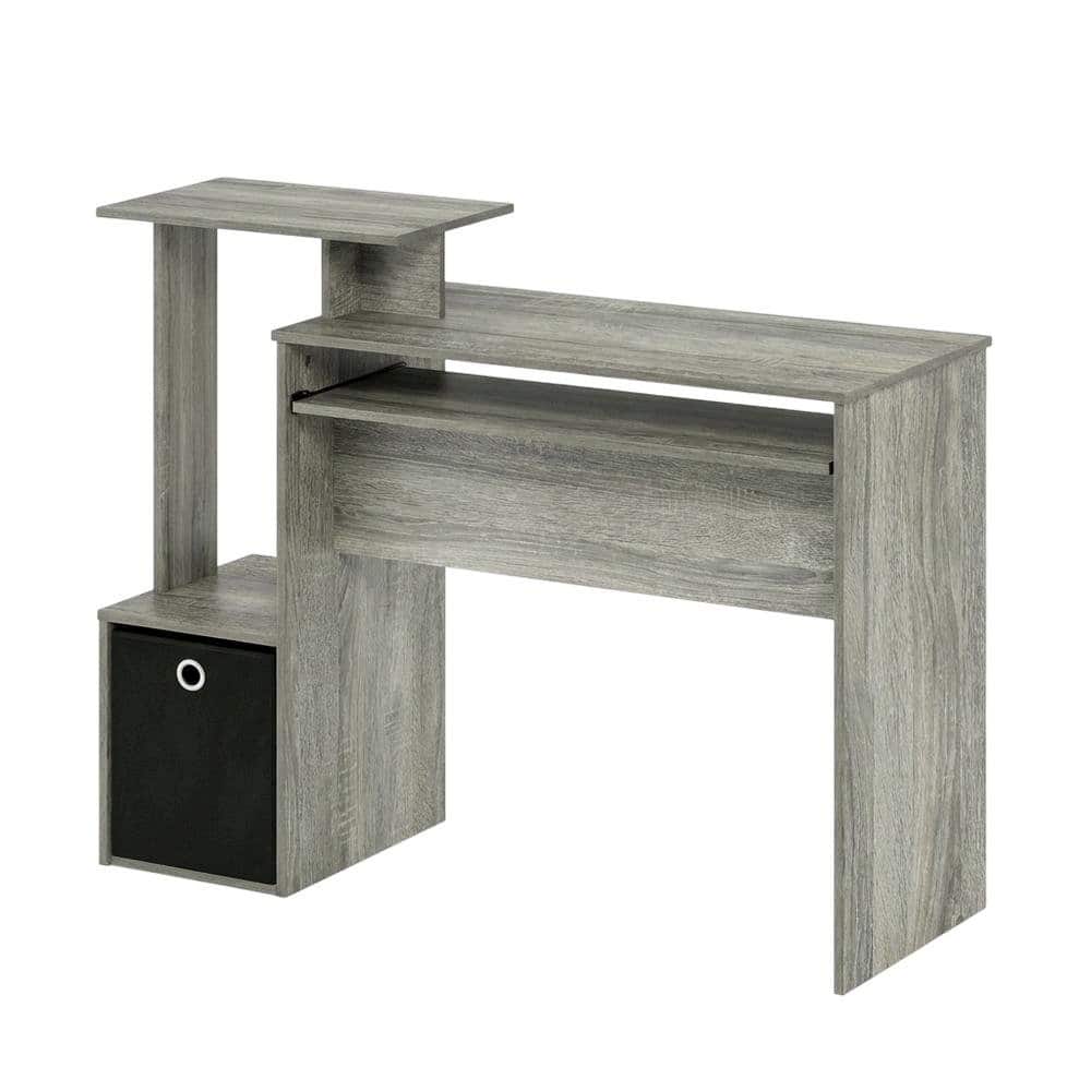 BisonOffice - Wooden French Oak Finish Home Office Computer Desk with Storage Bin - Brown