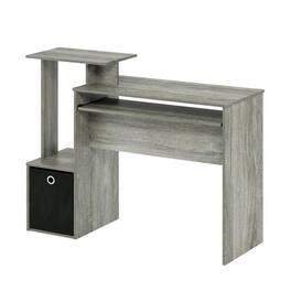 BisonOffice - Wooden French Oak Finish Home Office Computer Desk with Storage Bin - Brown