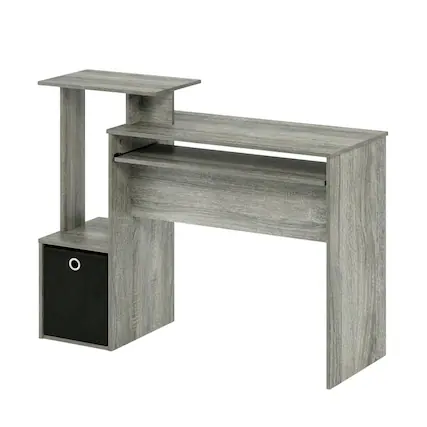 Front. BisonOffice - Wooden French Oak Finish Home Office Computer Desk with Storage Bin - Brown.
