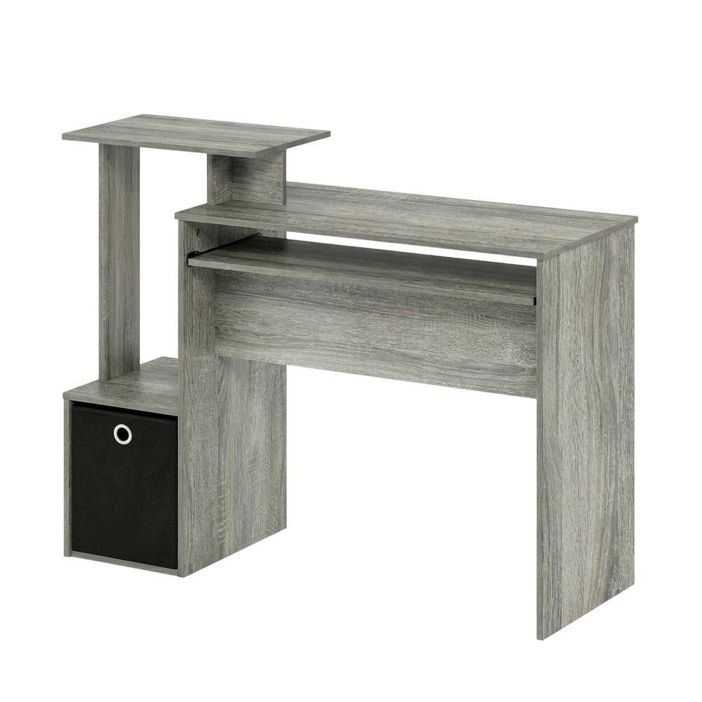 Front. BisonOffice - Wooden French Oak Finish Home Office Computer Desk with Storage Bin - Brown.