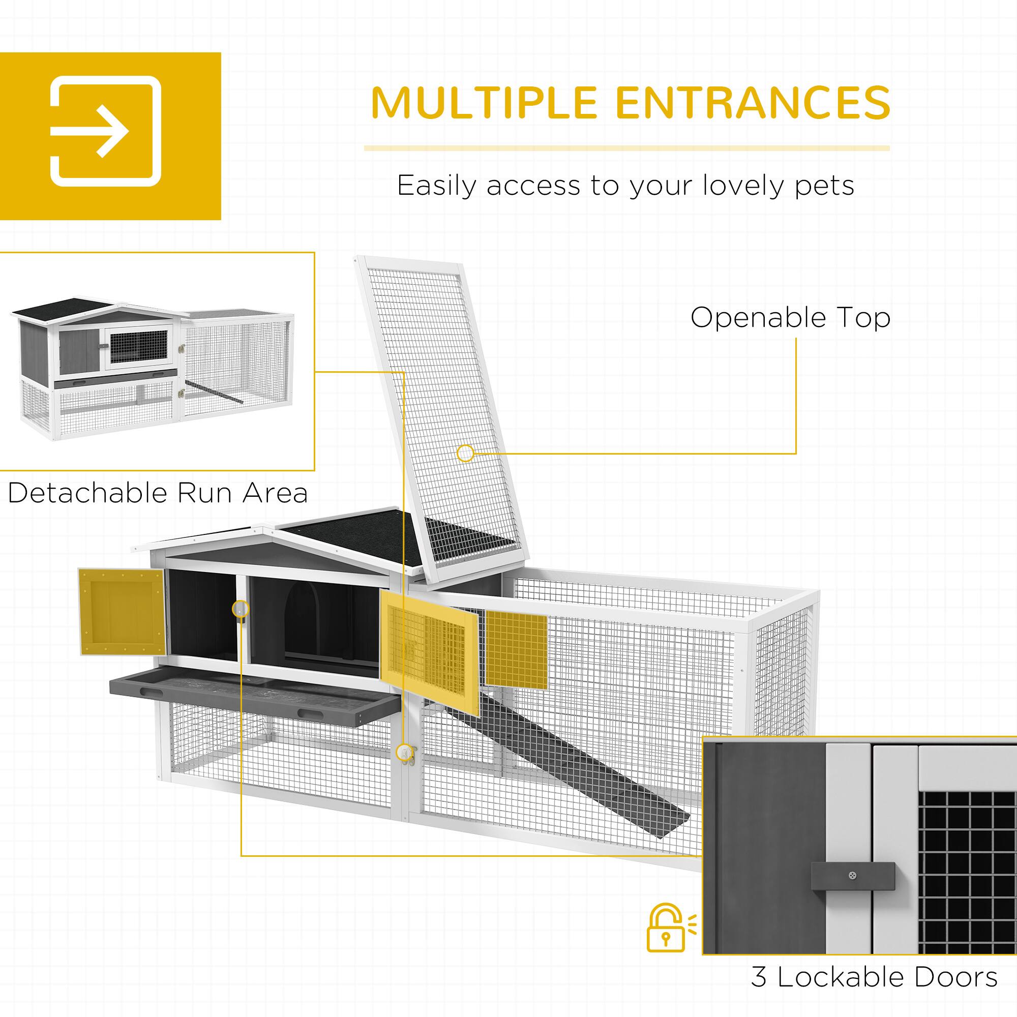 MULTIPLE ENTRANCES  
Easily access to your lovely pets  

Openable Top  

Detachable Run Area  

3 Lockable Doors