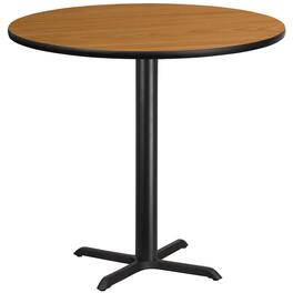 Emma + Oliver - 42" Round Laminate Table Top with 33"x33" Bar Height Table Base - Natural