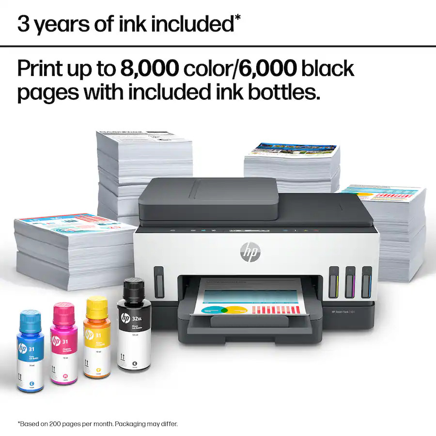 HP Smart Tank 7301 Wireless AI Enabled All in One Cartridge Free ...