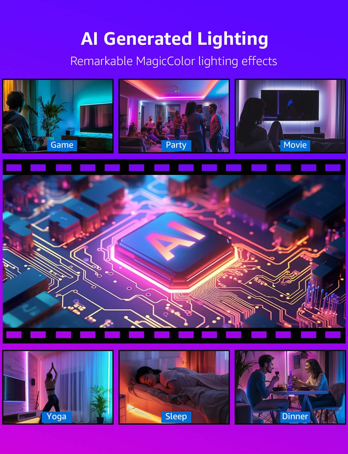 Al Generated Lighting Remarkable MagicColor lighting effects Game Party Movie AI Yoga Sleep Dinner