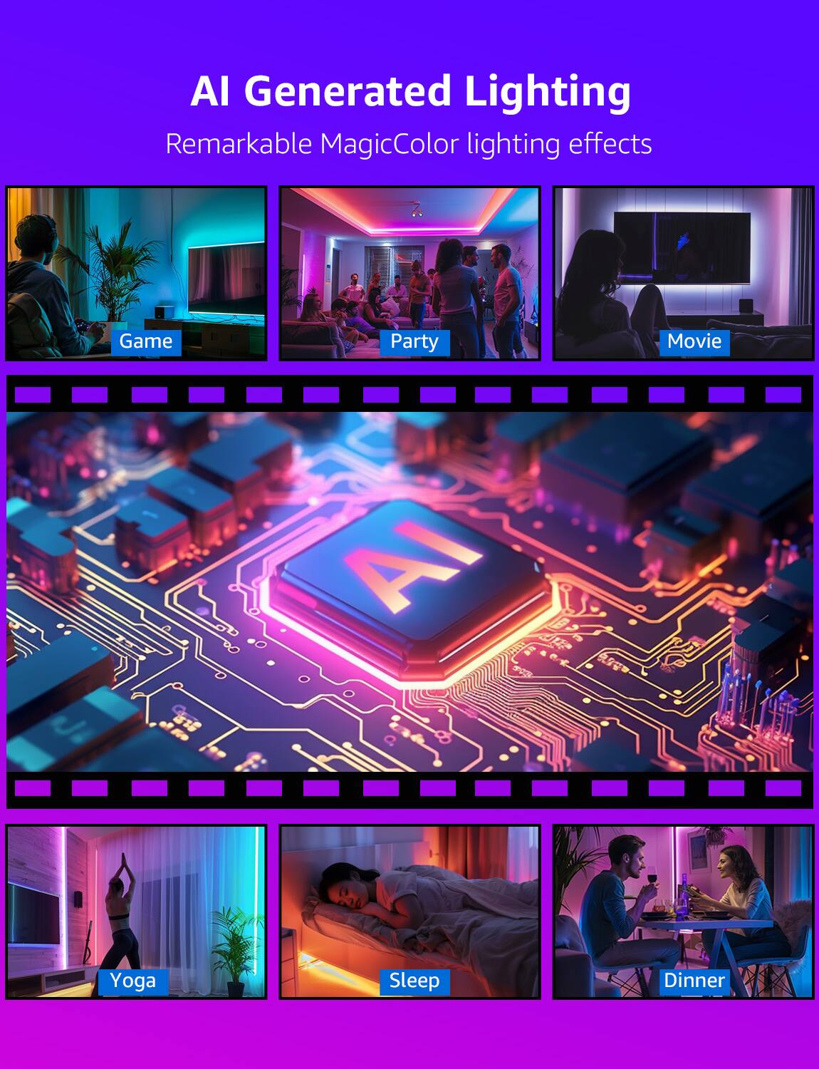 Al Generated Lighting Remarkable MagicColor lighting effects Game Party Movie AI Yoga Sleep Dinner