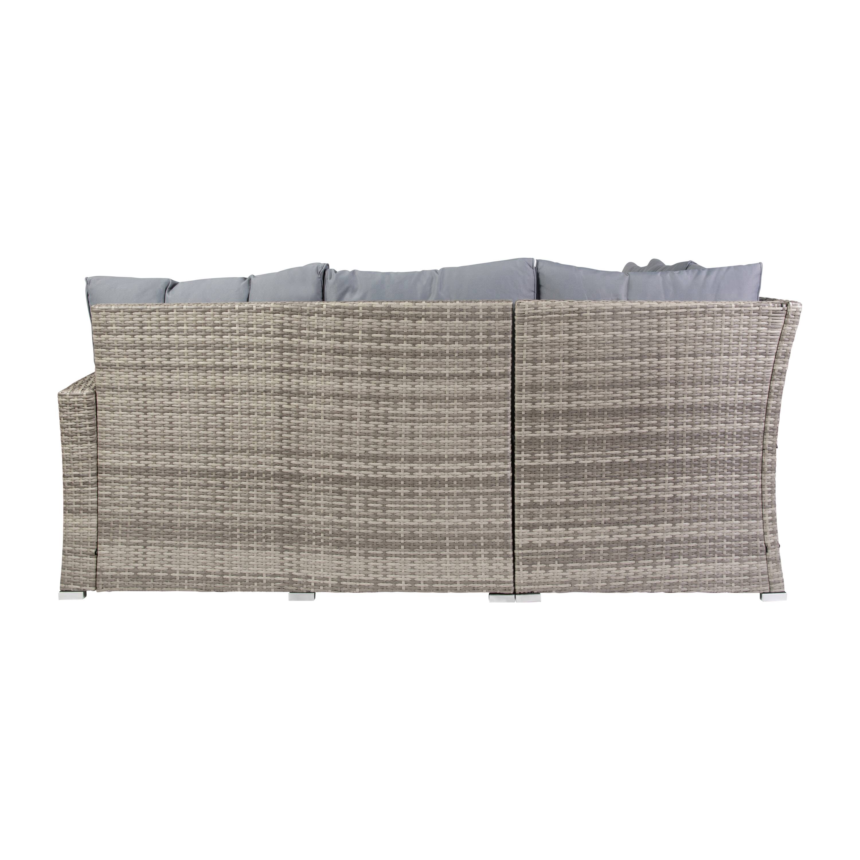 Back. Flash Furniture - Huck Indoor/Outdoor Wicker Rattan Conversation Set, L-Shaped Sofa with Dining Table, Weather Resistant Cushions, Gray - Gray.