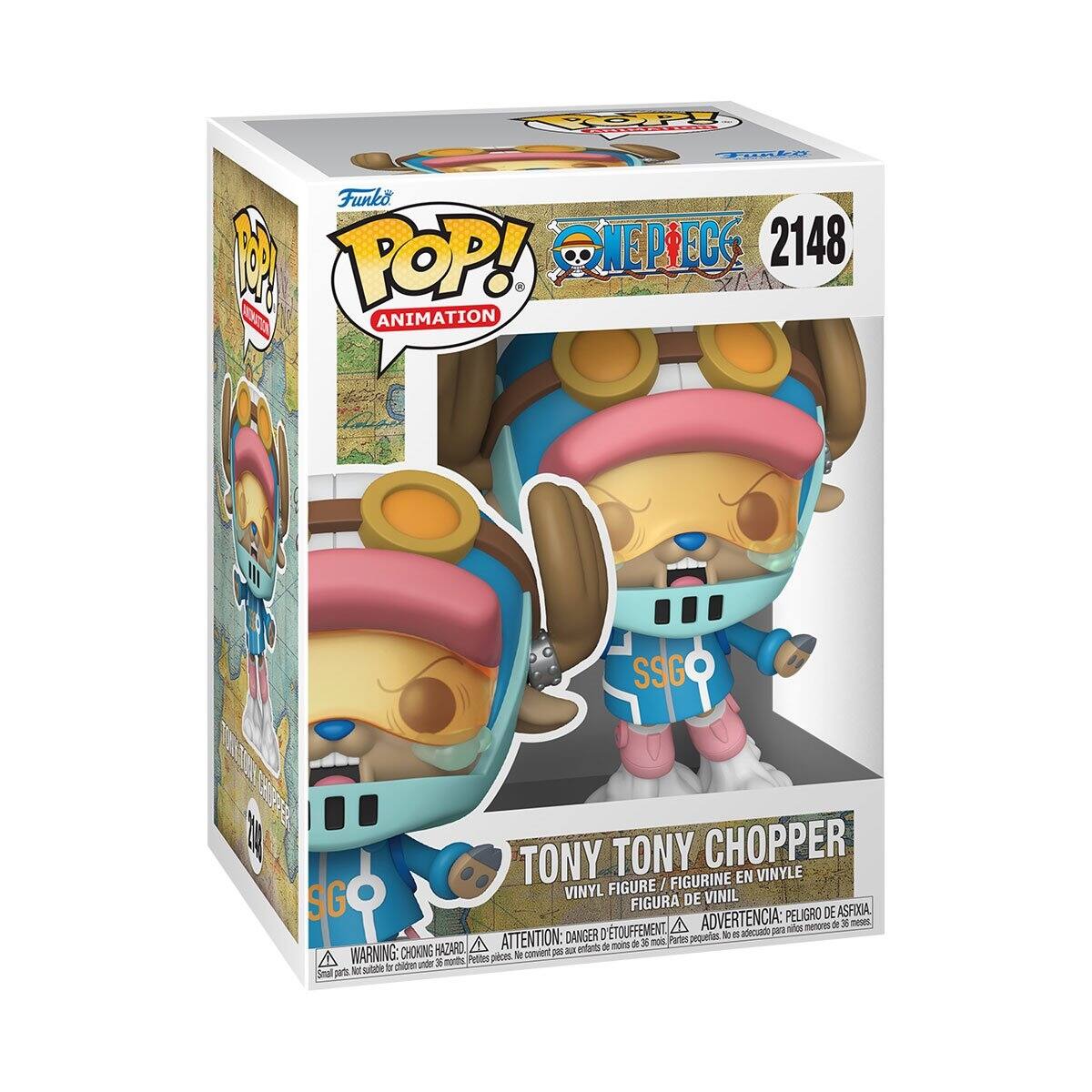 Funko POP! Animation  
One Piece 2148  
Tony Tony Chopper  
Vinyl Figure / Figurine en Vinyle / Figura de Vinil  
Warning: Choking Hazard - Small parts. Not for children under 3 years.  
Advertencia: Peligro de asfixia. No es adecuado para menores de 3 años.  
Attention: Danger d'étouffement. Ne convient pas aux enfants de moins de 3 ans.